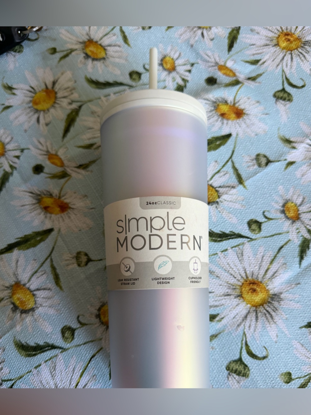 Simple Modern Iridescent White 24oz Classic Tumbler with Straw